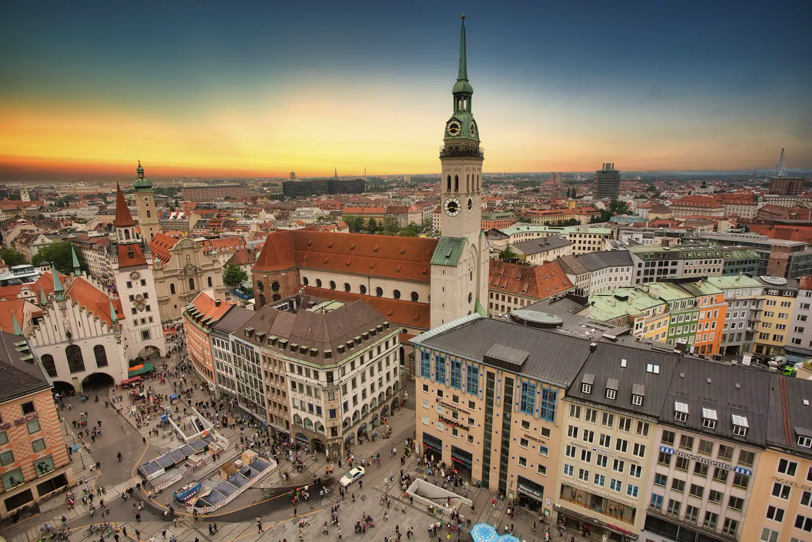 Munich old town from above, with the town hall