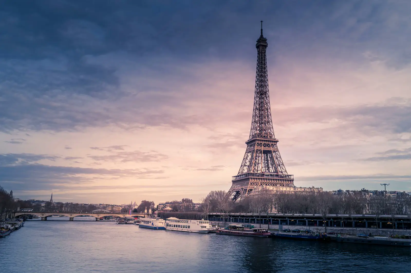 The Eiffel Tower and the Seine in Paris