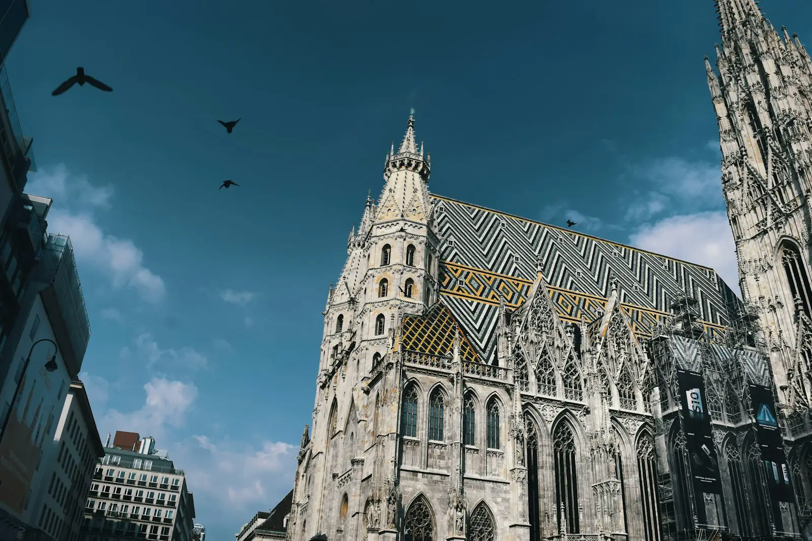St Stephen’s Cathedral in Vienna, seen from below